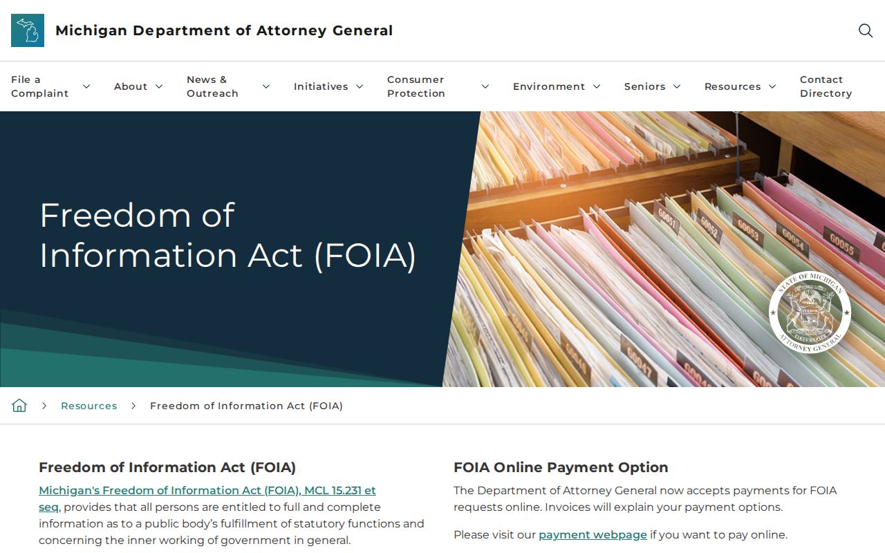 Oak Park residents directory Michigan FOIA records request guidance