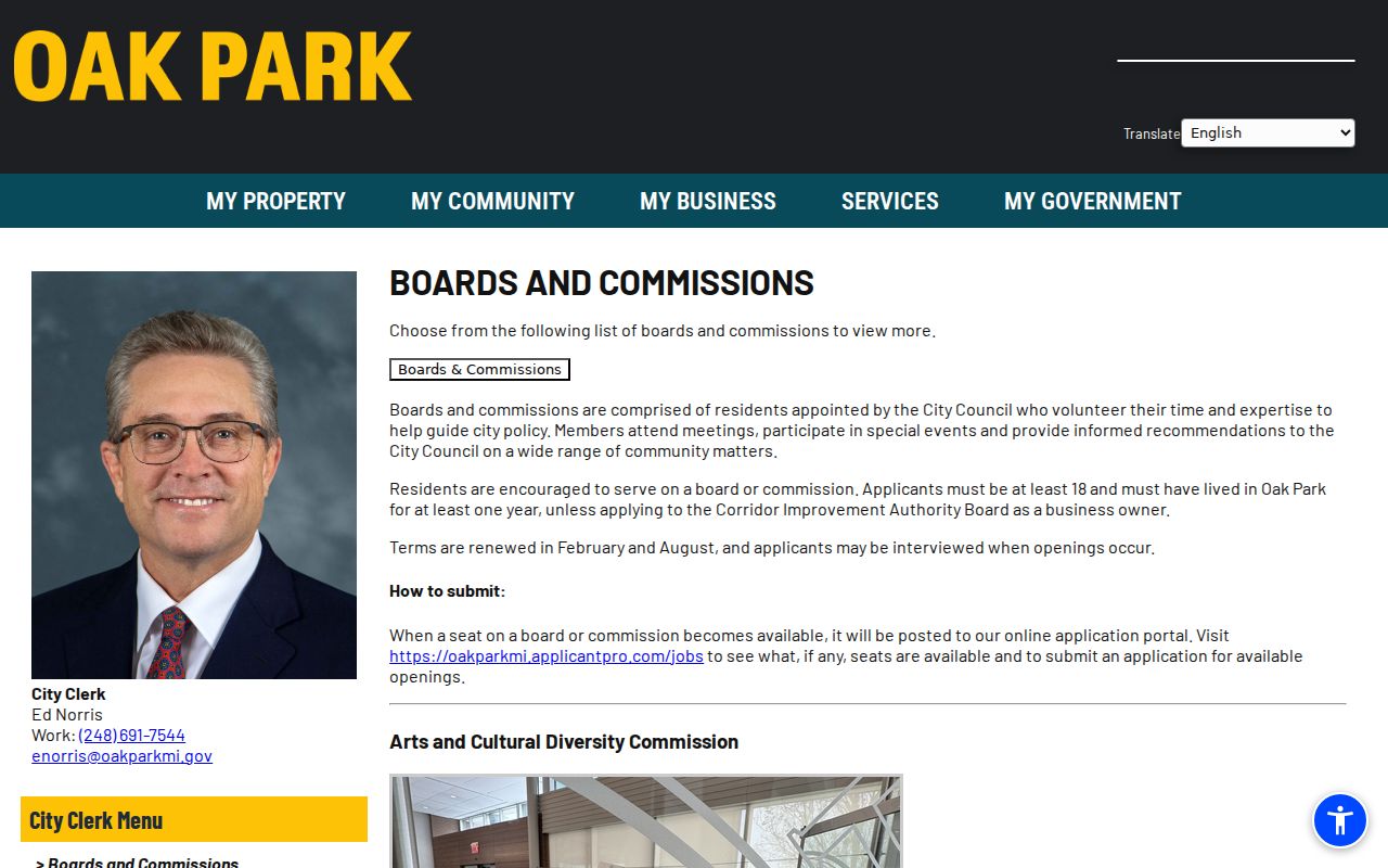Oak Park neighbors boards and commissions civic context