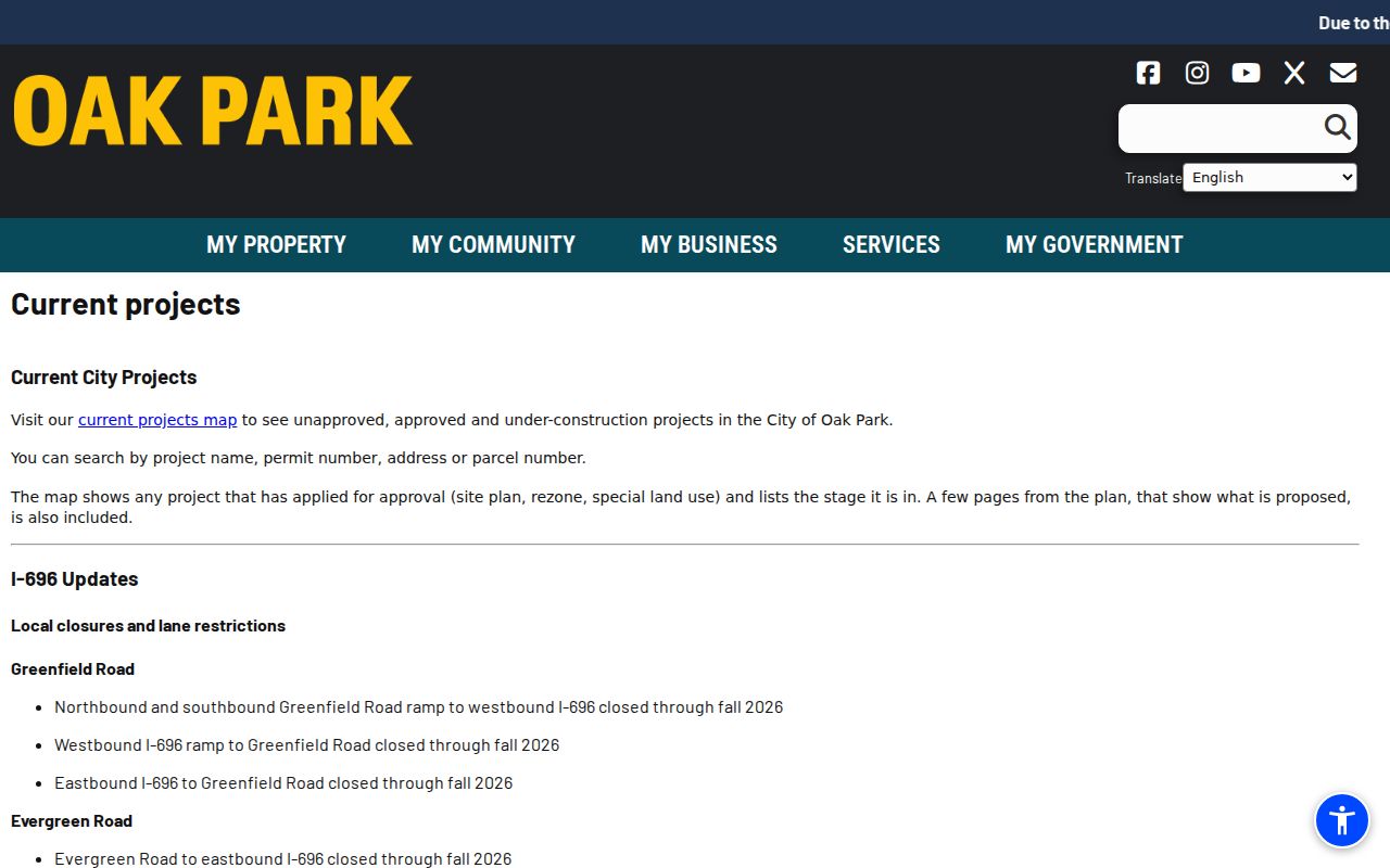 Oak Park neighbors current projects parcel search controls