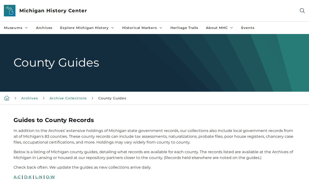 Oak Park previous residents research using the Archives of Michigan Oakland County guide