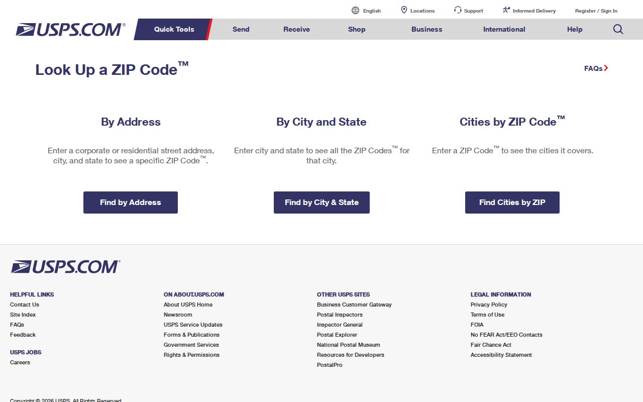 Oak Park ZIP code directory USPS lookup fields